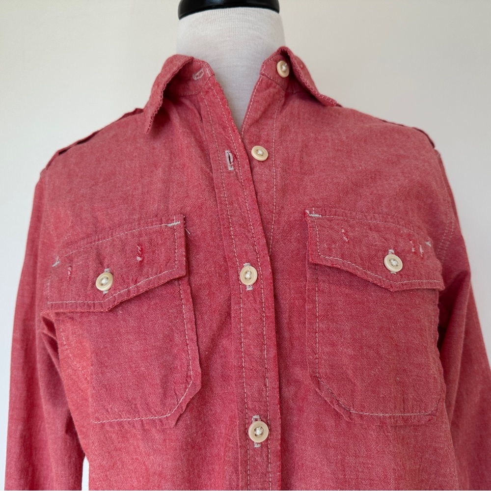 Current/Elliott The Perfect Shirt Red Chambray - Picture 7 of 9